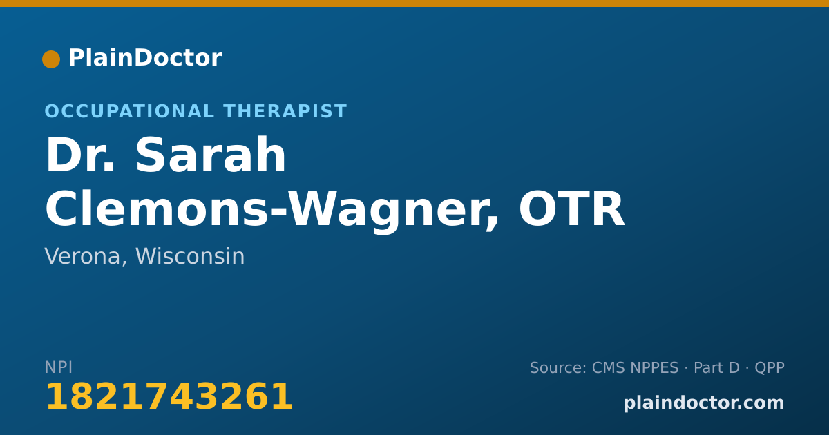 Shareable card for Sarah Clemons-Wagner, OTR - Occupational Therapist, Verona, WI