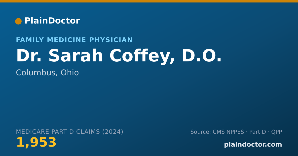 Shareable card for Sarah Coffey, D.O. - Family Medicine Physician, Columbus, OH