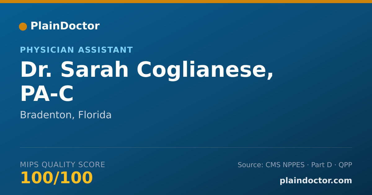 Shareable card for Sarah Coglianese, PA-C - Physician Assistant, Bradenton, FL