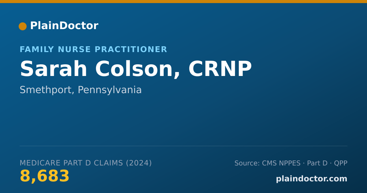 Shareable card for Sarah Colson, CRNP - Family Nurse Practitioner, Smethport, PA