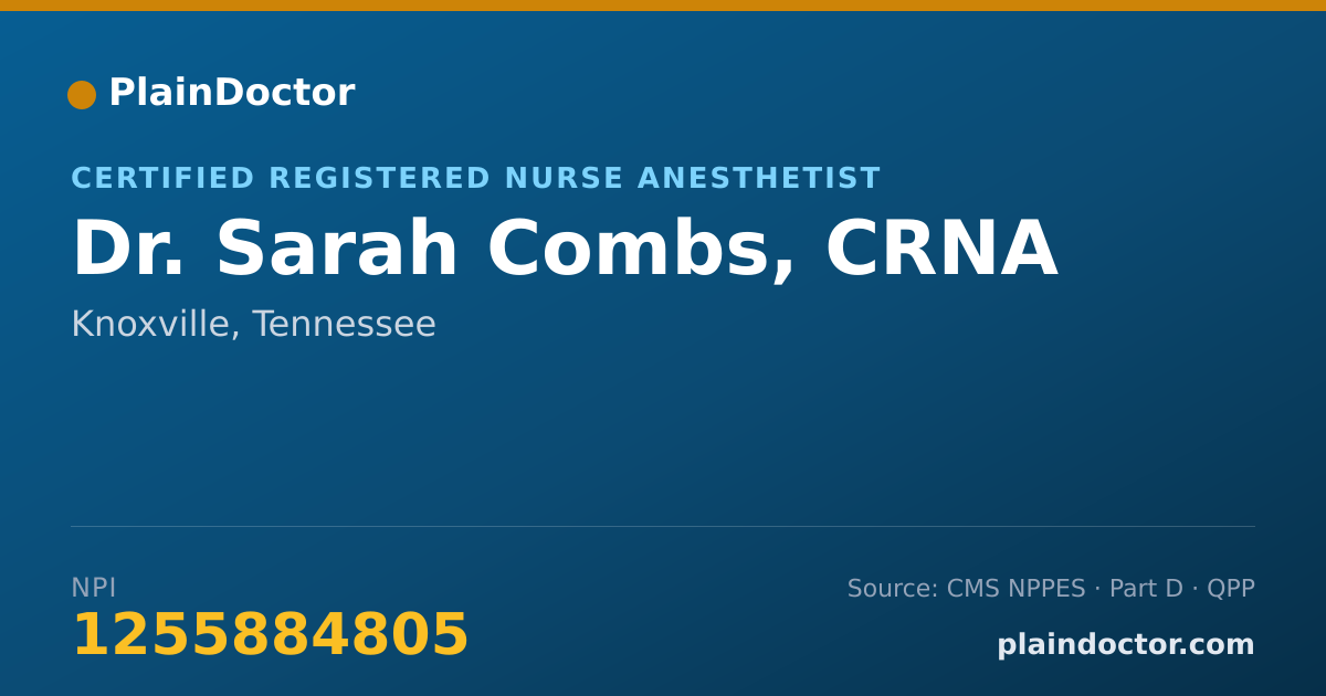 Shareable card for Sarah Combs, CRNA - Certified Registered Nurse Anesthetist, Knoxville, TN