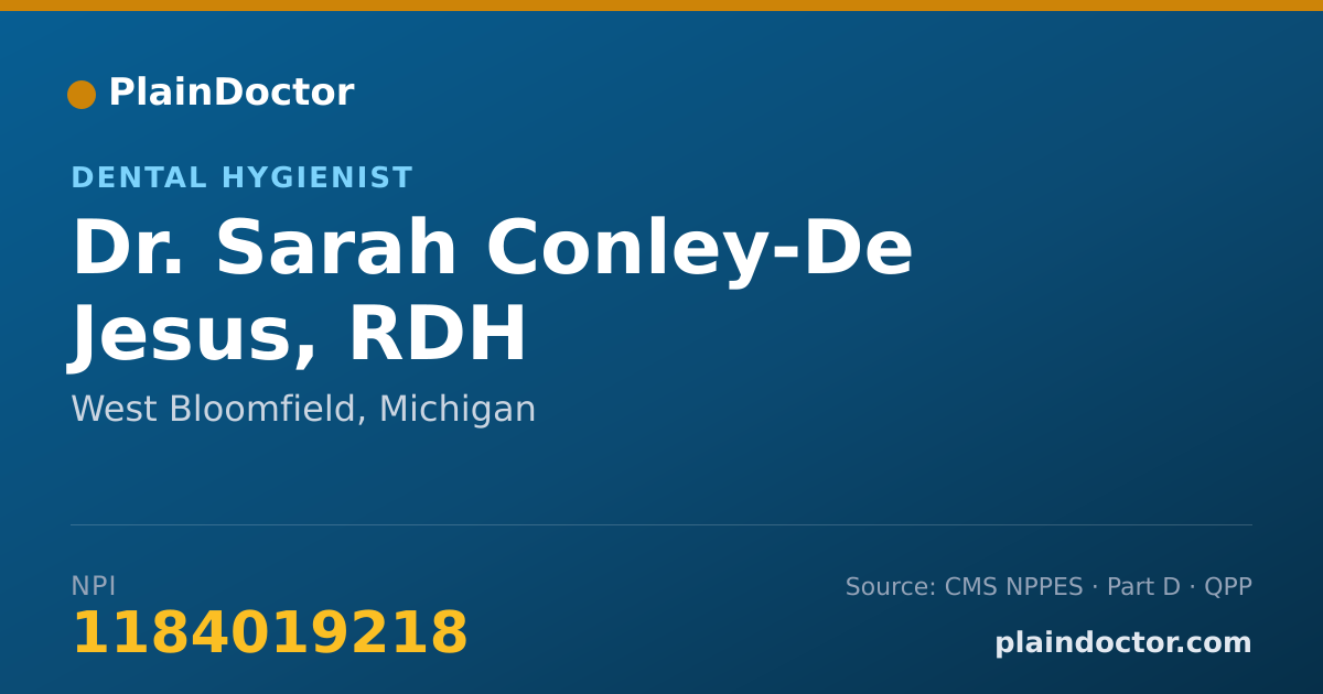 Shareable card for Sarah Conley-De Jesus, RDH - Dental Hygienist, West Bloomfield, MI