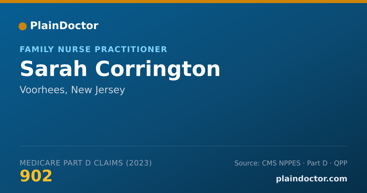 Shareable card for Sarah Corrington - Family Nurse Practitioner, Voorhees, NJ