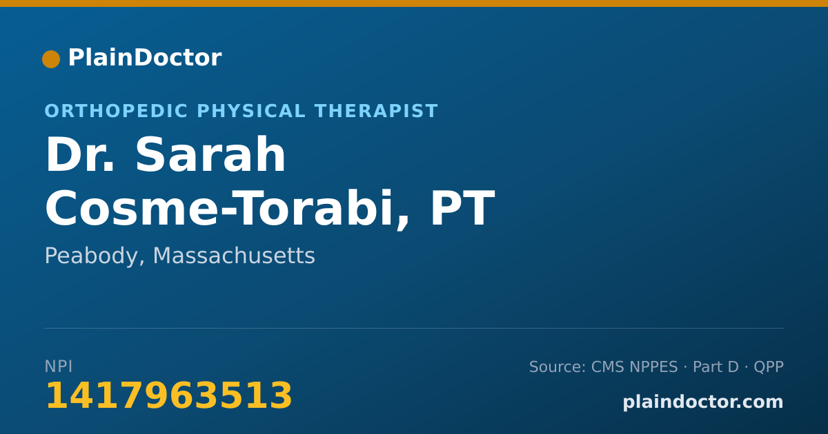Shareable card for Sarah Cosme-Torabi, PT - Orthopedic Physical Therapist, Peabody, MA