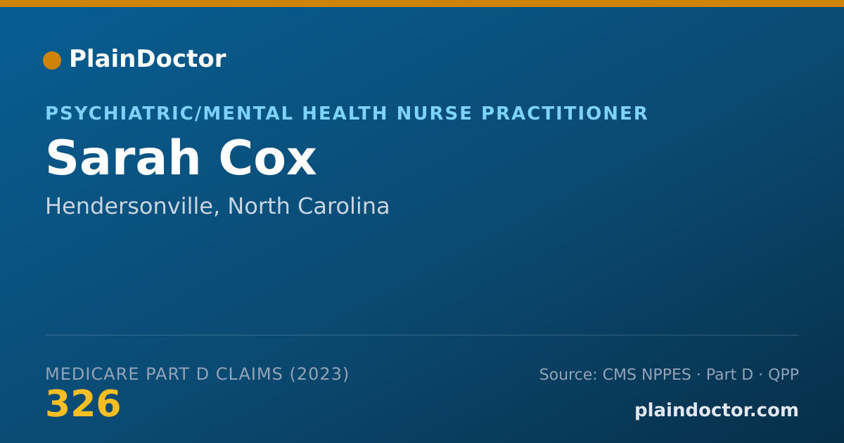 Shareable card for Sarah Cox - Psychiatric/Mental Health Nurse Practitioner, Hendersonville, NC