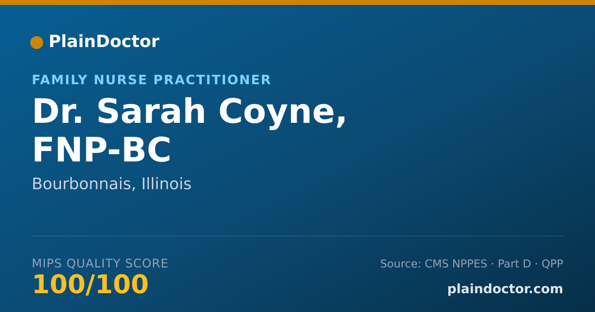 Shareable card for Sarah Coyne, FNP-BC - Family Nurse Practitioner, Bourbonnais, IL