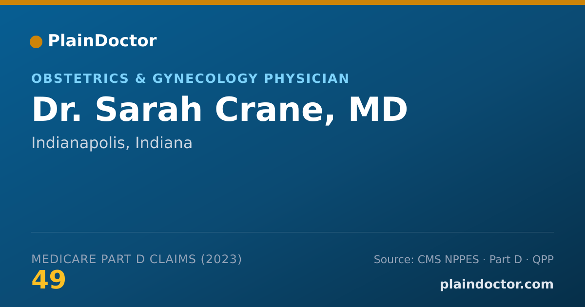 Shareable card for Sarah Crane, MD - Obstetrics & Gynecology Physician, Indianapolis, IN