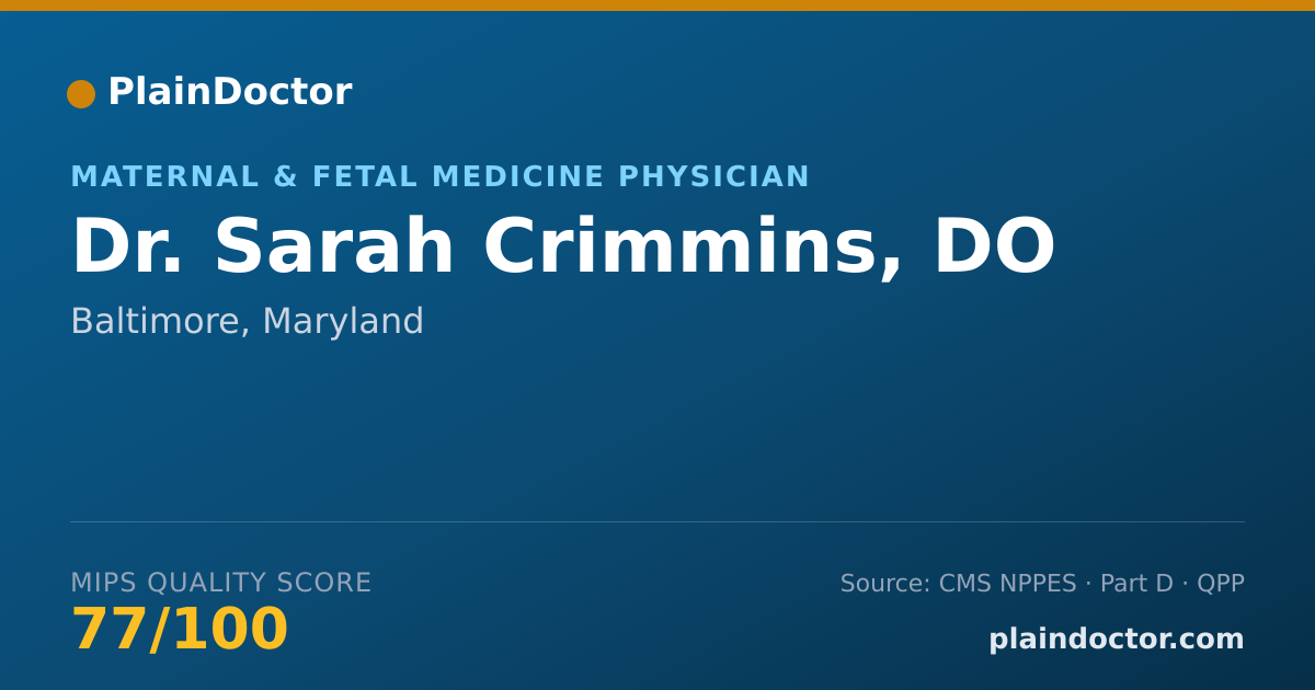 Shareable card for Sarah Crimmins, DO - Maternal & Fetal Medicine Physician, Baltimore, MD
