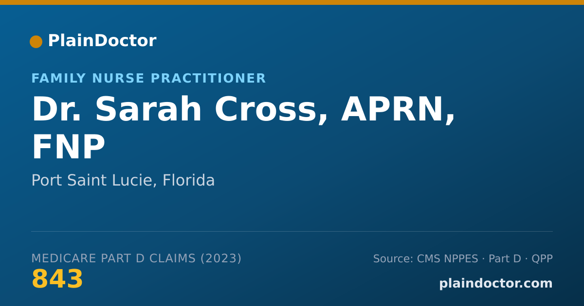 Shareable card for Sarah Cross, APRN, FNP - Family Nurse Practitioner, Port Saint Lucie, FL
