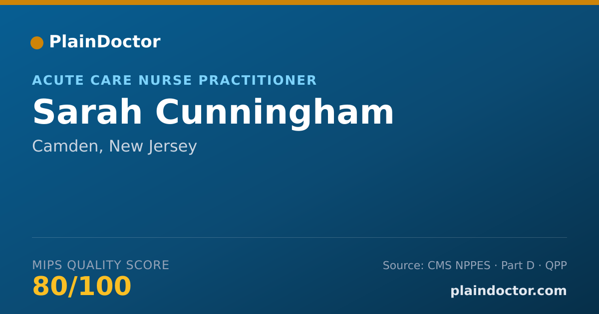 Shareable card for Sarah Cunningham - Acute Care Nurse Practitioner, Camden, NJ
