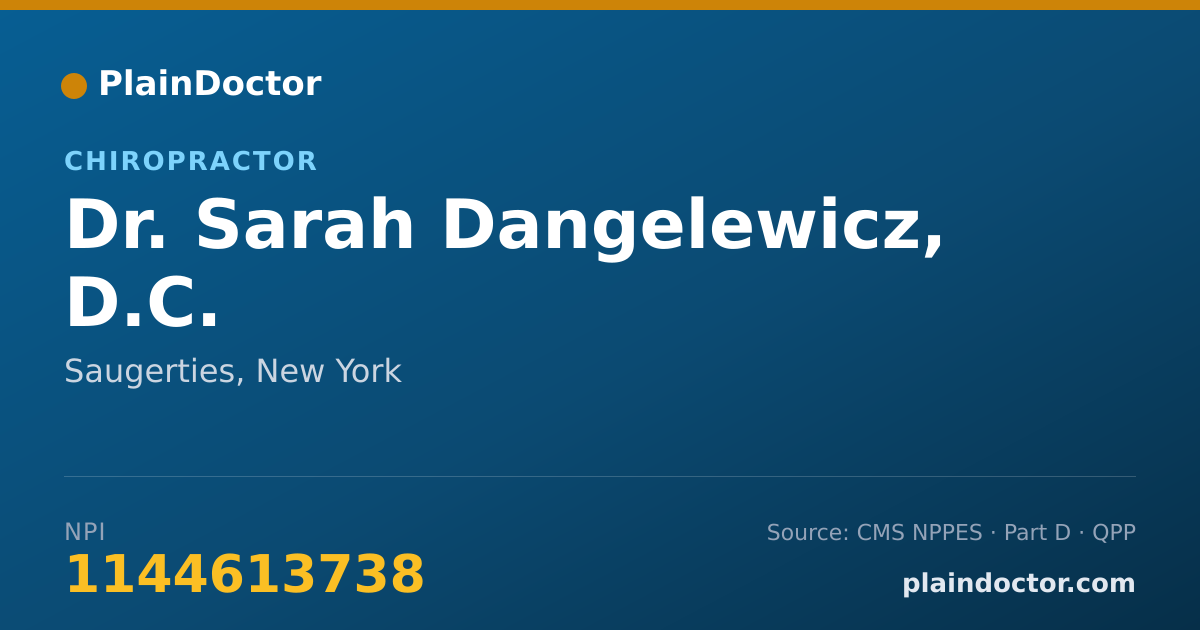 Shareable card for Sarah Dangelewicz, D.C. - Chiropractor, Saugerties, NY
