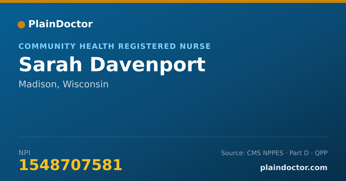 Shareable card for Sarah Davenport - Community Health Registered Nurse, Madison, WI
