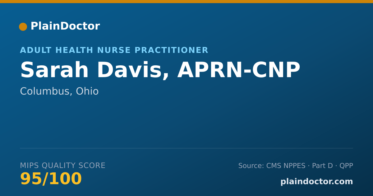 Shareable card for Sarah Davis, APRN-CNP - Adult Health Nurse Practitioner, Columbus, OH