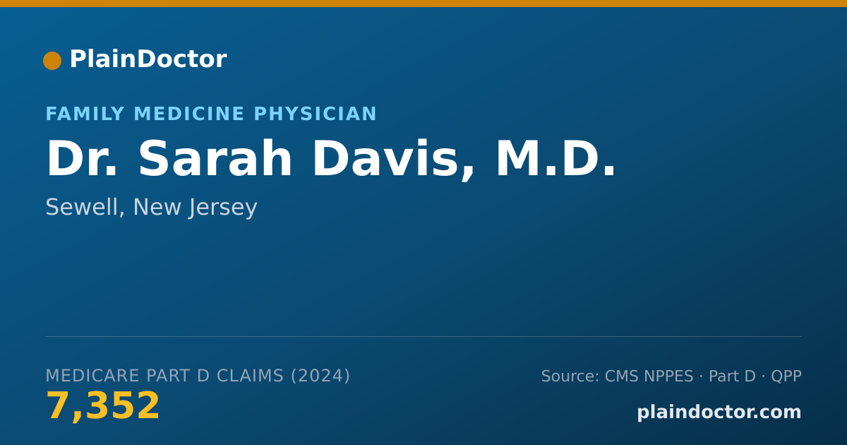 Shareable card for Sarah Davis, M.D. - Family Medicine Physician, Sewell, NJ
