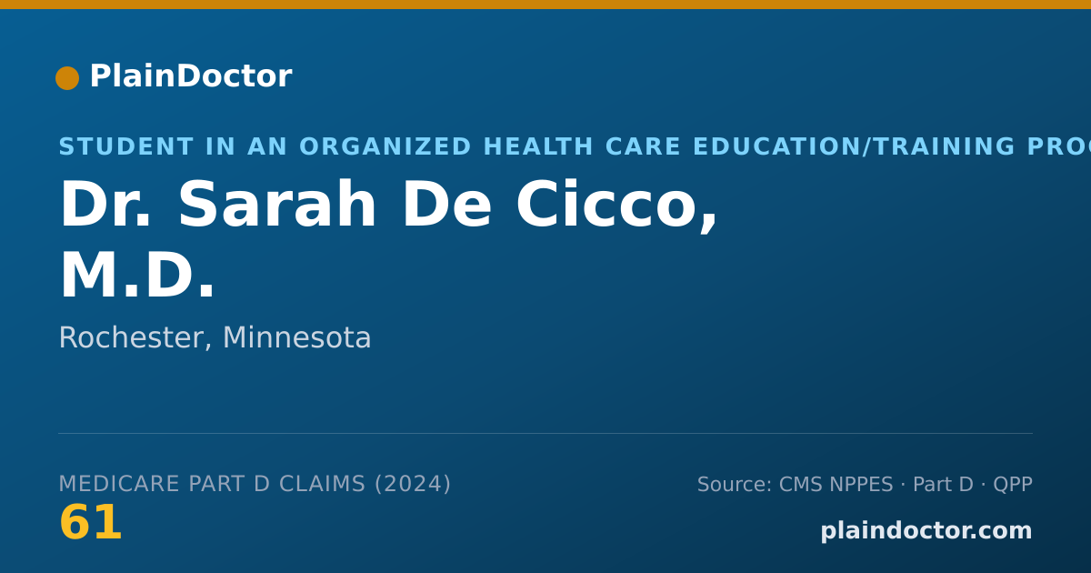 Shareable card for Sarah De Cicco, M.D. - Student in an Organized Health Care Education/Training Program, Rochester, MN