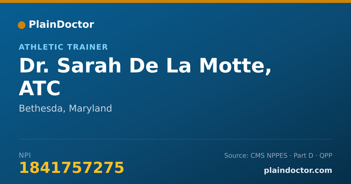 Shareable card for Sarah De La Motte, ATC - Athletic Trainer, Bethesda, MD