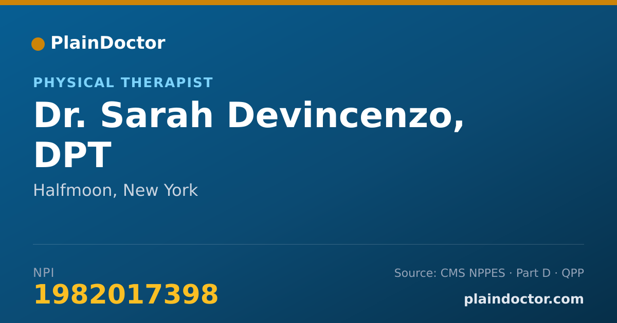 Shareable card for Sarah Devincenzo, DPT - Physical Therapist, Halfmoon, NY