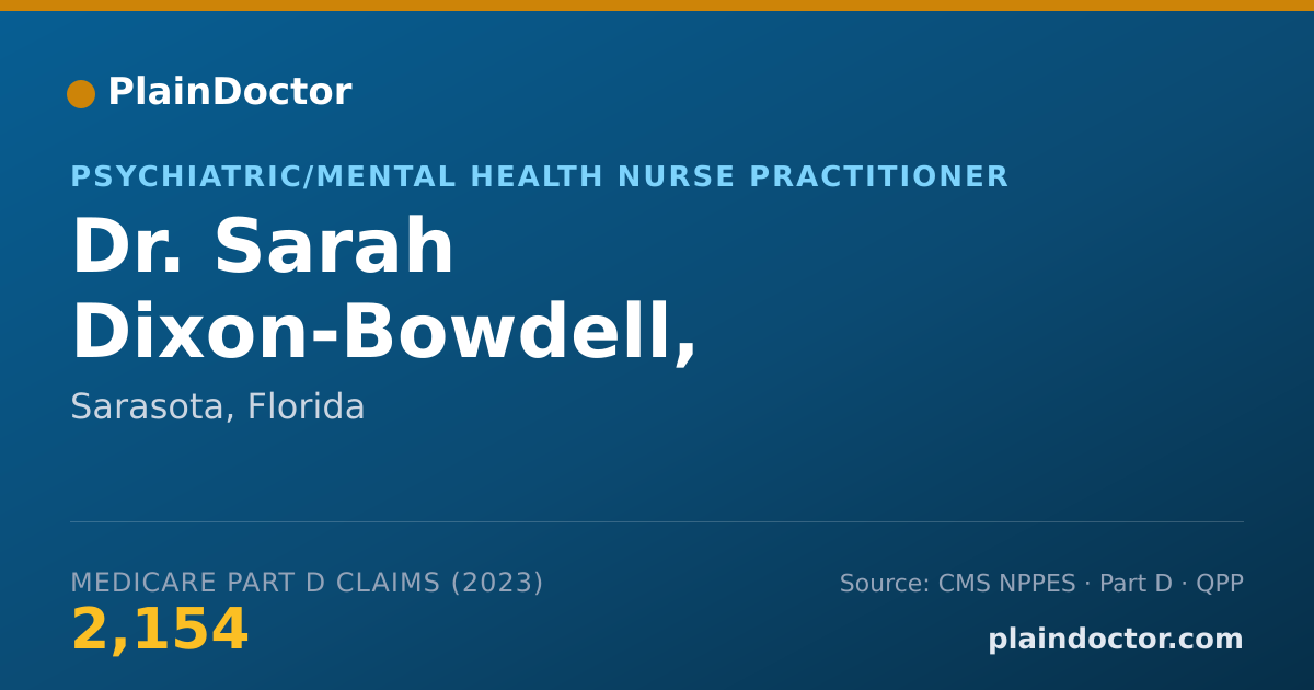 Shareable card for Sarah Dixon-Bowdell, PMHNP-BC - Psychiatric/Mental Health Nurse Practitioner, Sarasota, FL