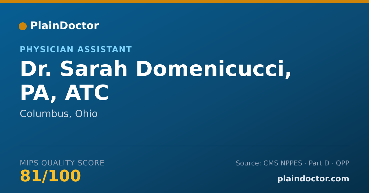 Shareable card for Sarah Domenicucci, PA, ATC - Physician Assistant, Columbus, OH