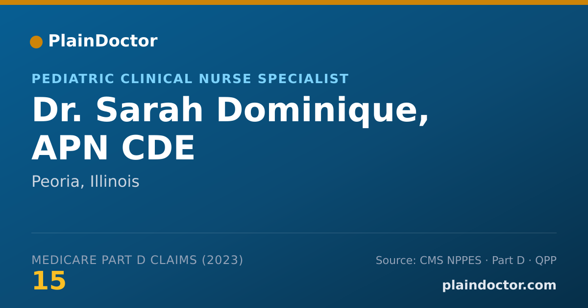Shareable card for Sarah Dominique, APN CDE - Pediatric Clinical Nurse Specialist, Peoria, IL