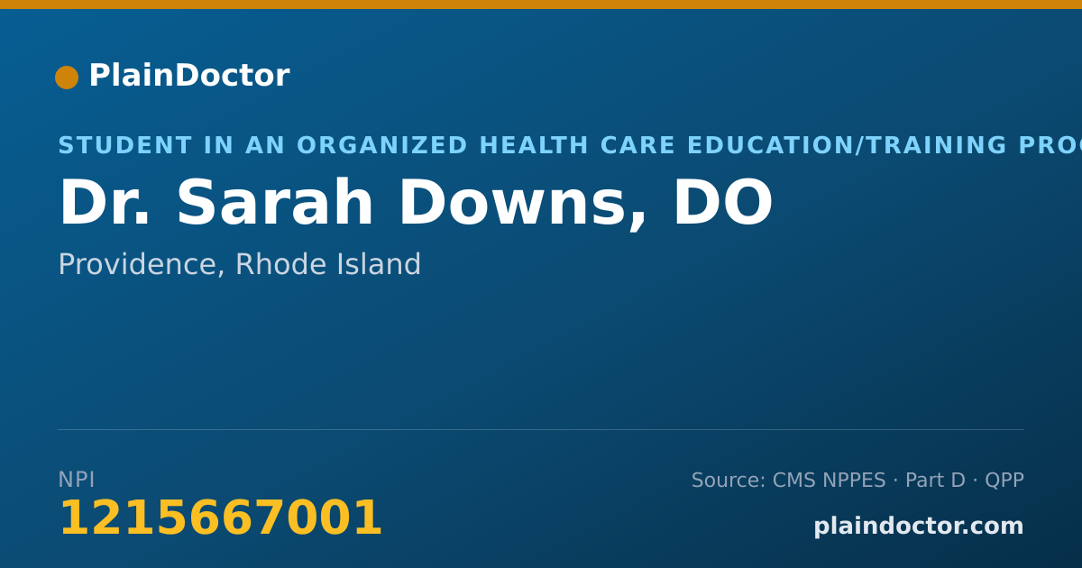 Shareable card for Sarah Downs, DO - Student in an Organized Health Care Education/Training Program, Providence, RI