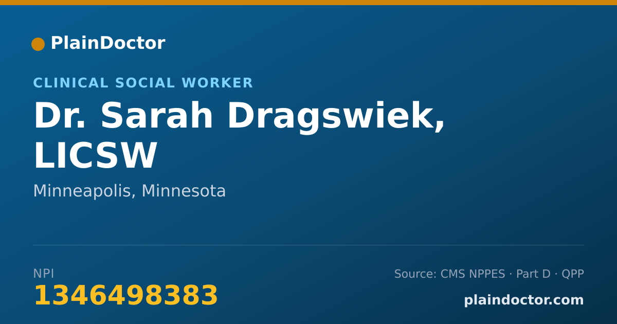 Shareable card for Sarah Dragswiek, LICSW - Clinical Social Worker, Minneapolis, MN