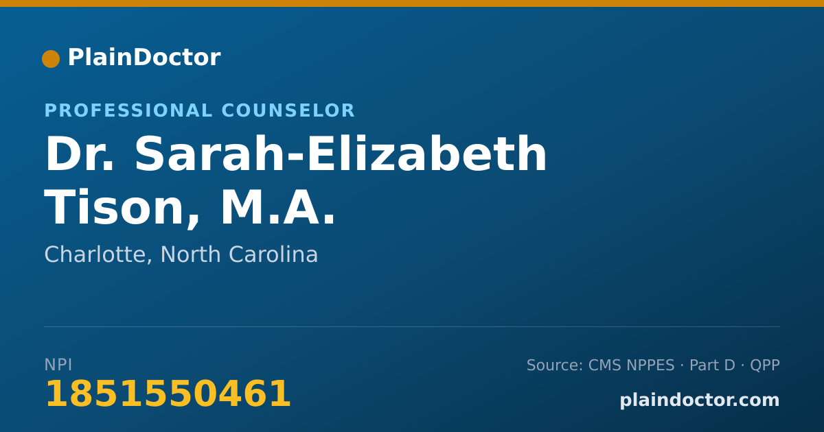 Shareable card for Sarah-Elizabeth Tison, M.A. - Professional Counselor, Charlotte, NC