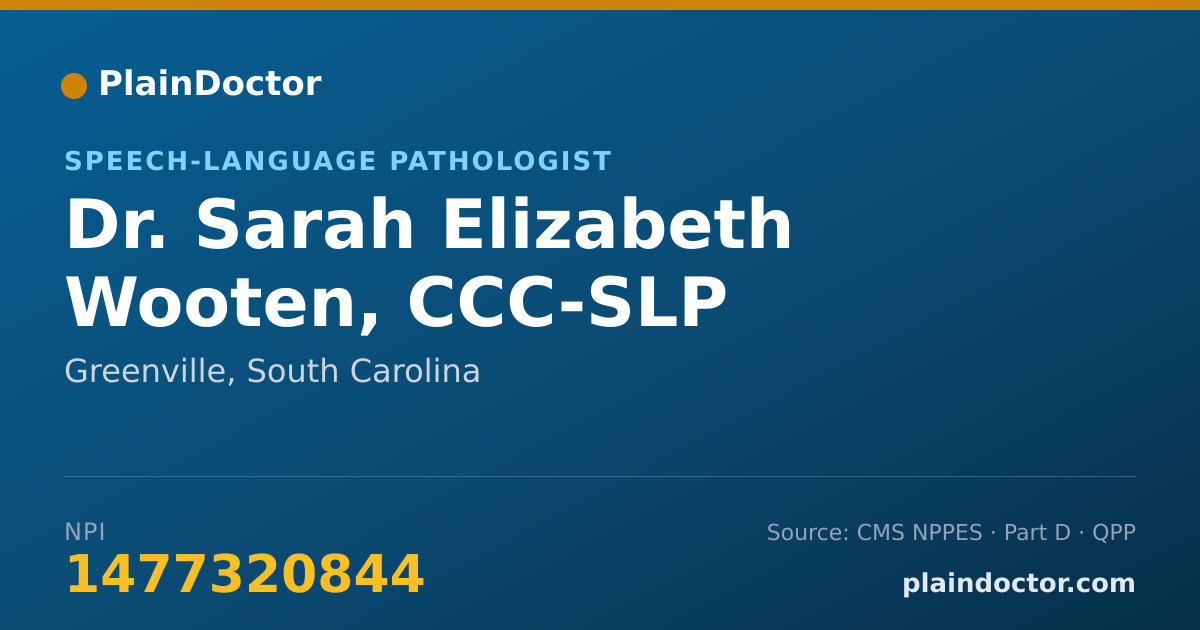 Shareable card for Sarah Elizabeth Wooten, CCC-SLP - Speech-Language Pathologist, Greenville, SC