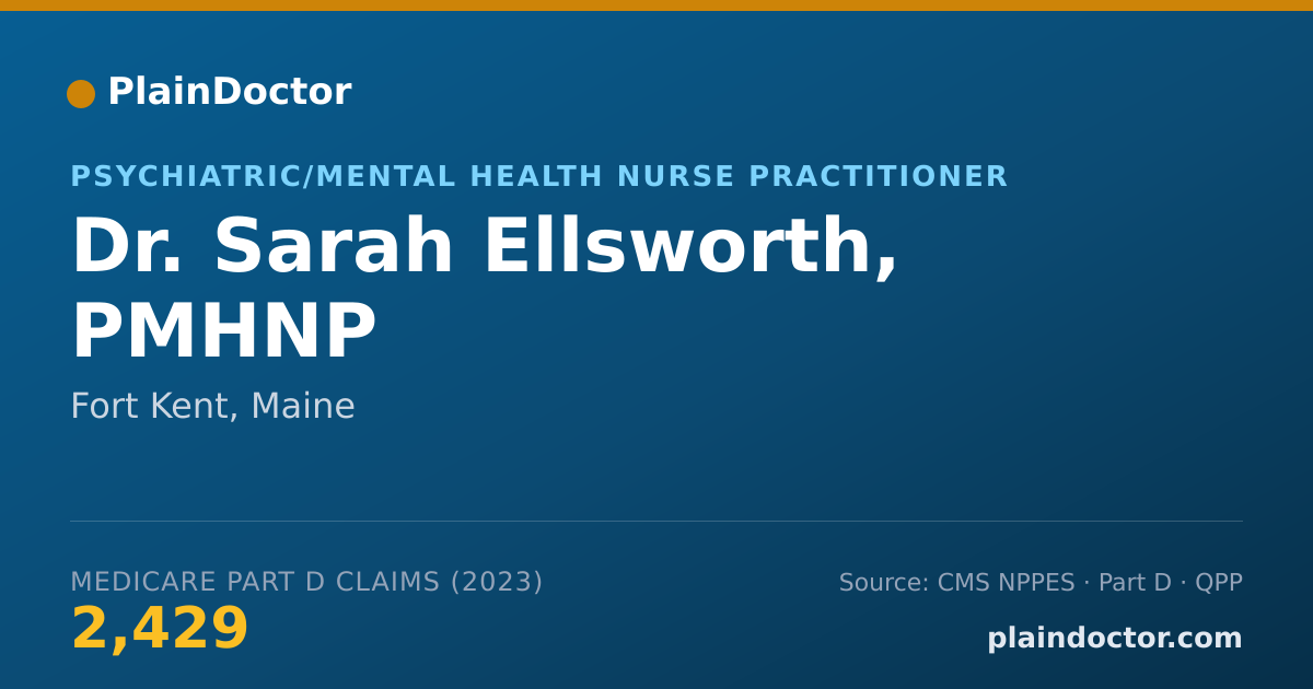 Shareable card for Sarah Ellsworth, PMHNP - Psychiatric/Mental Health Nurse Practitioner, Fort Kent, ME