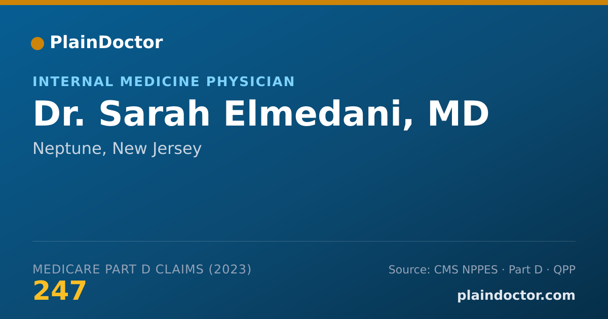 Shareable card for Sarah Elmedani, MD - Internal Medicine Physician, Neptune, NJ