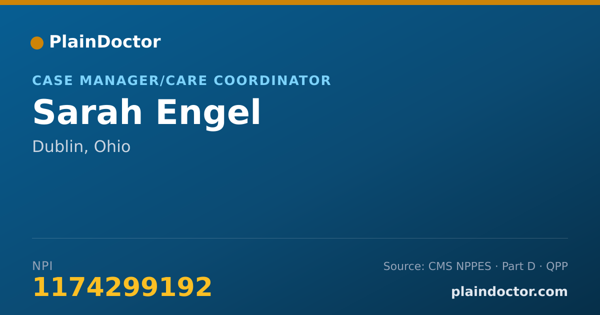 Shareable card for Sarah Engel - Case Manager/Care Coordinator, Dublin, OH