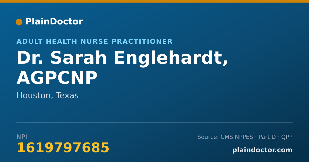 Shareable card for Sarah Englehardt, AGPCNP - Adult Health Nurse Practitioner, Houston, TX