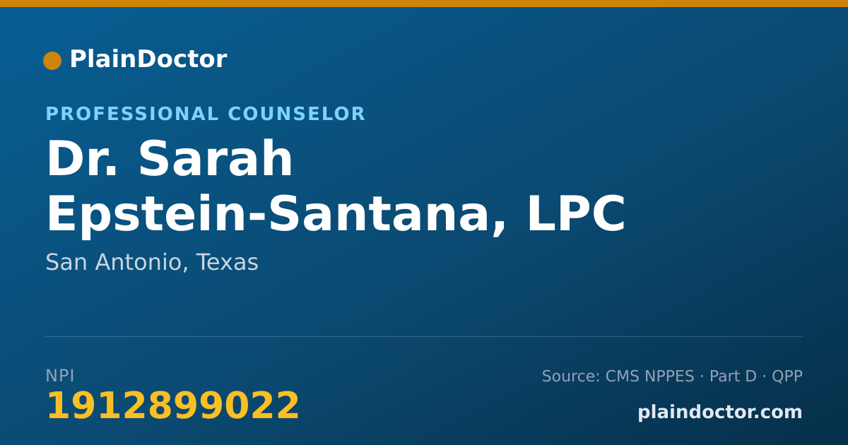 Shareable card for Sarah Epstein-Santana, LPC - Professional Counselor, San Antonio, TX