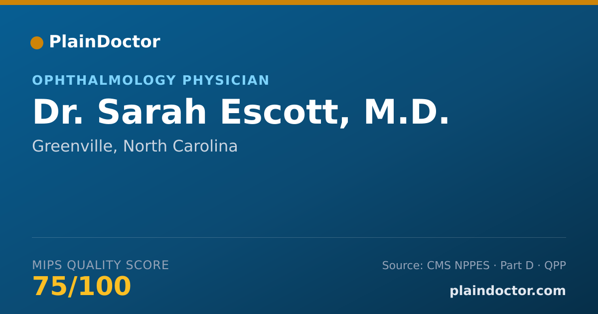 Shareable card for Sarah Escott, M.D. - Ophthalmology Physician, Greenville, NC