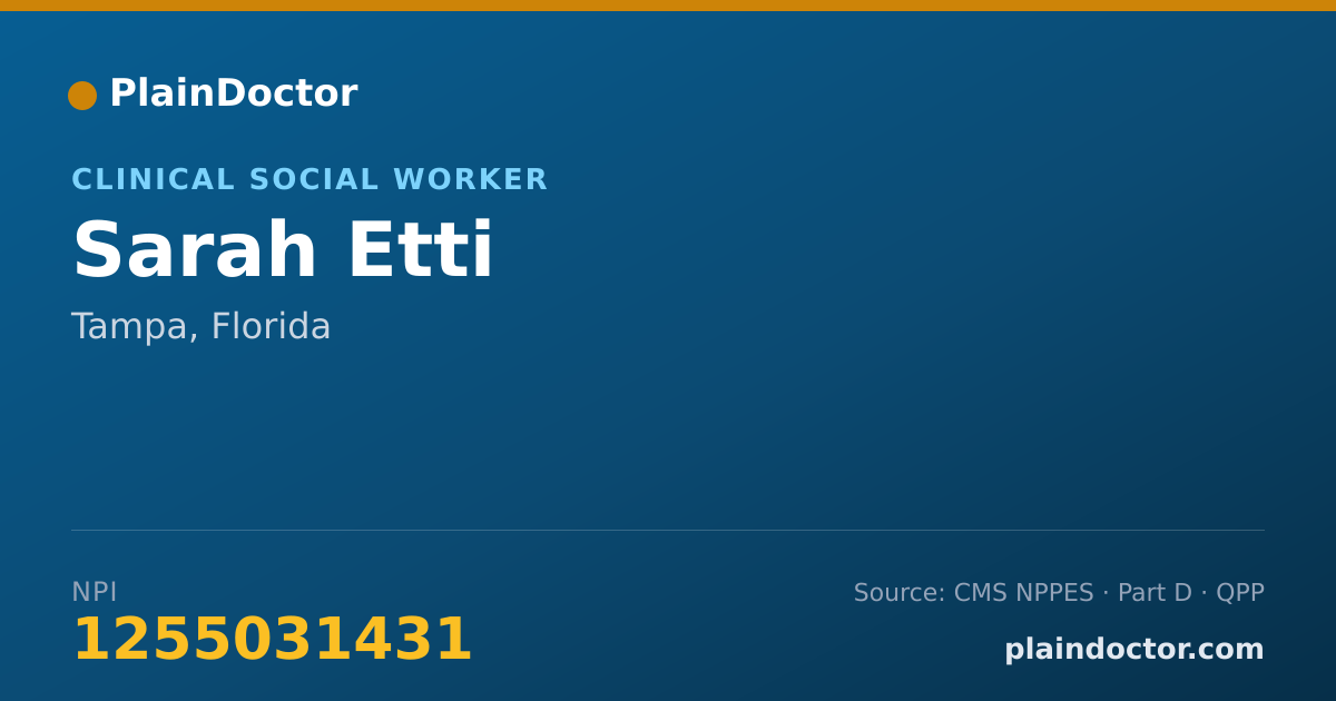 Shareable card for Sarah Etti - Clinical Social Worker, Tampa, FL