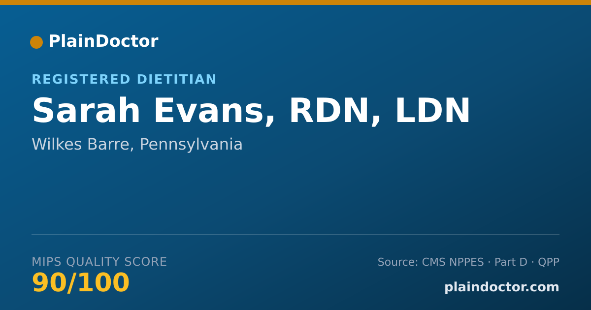 Shareable card for Sarah Evans, RDN, LDN - Registered Dietitian, Wilkes Barre, PA