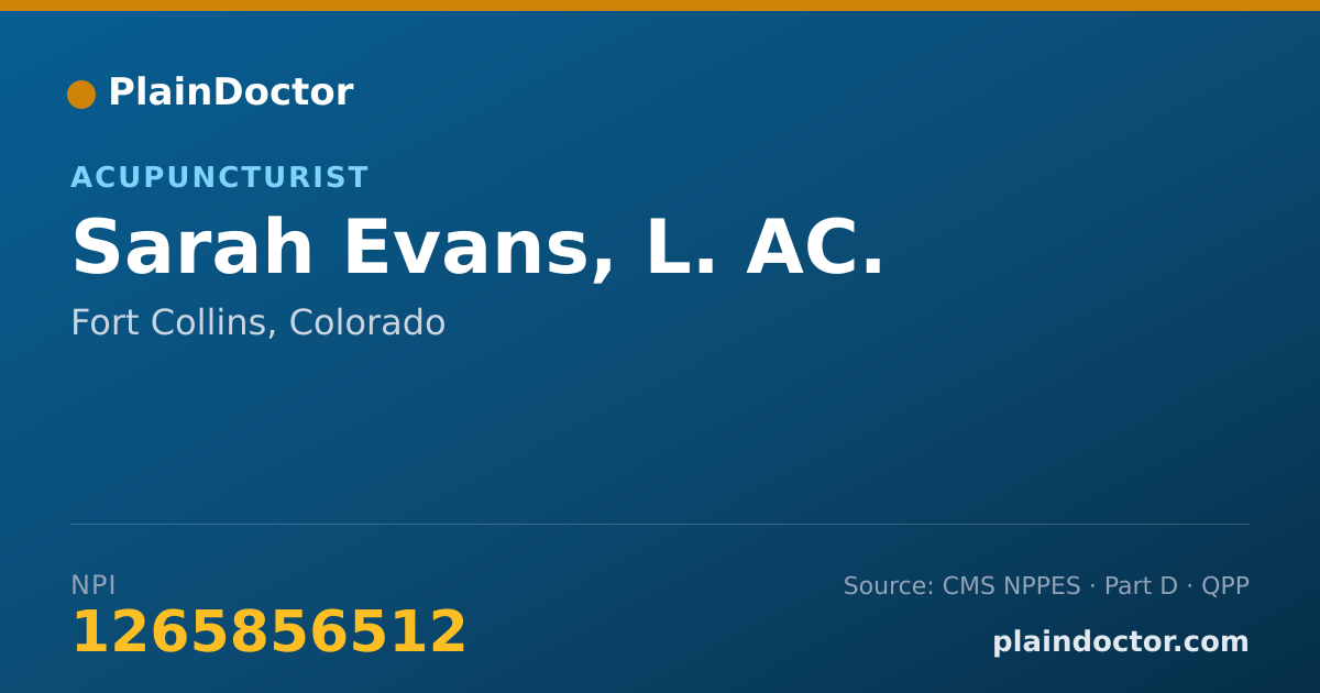 Shareable card for Sarah Evans, L. AC. - Acupuncturist, Fort Collins, CO