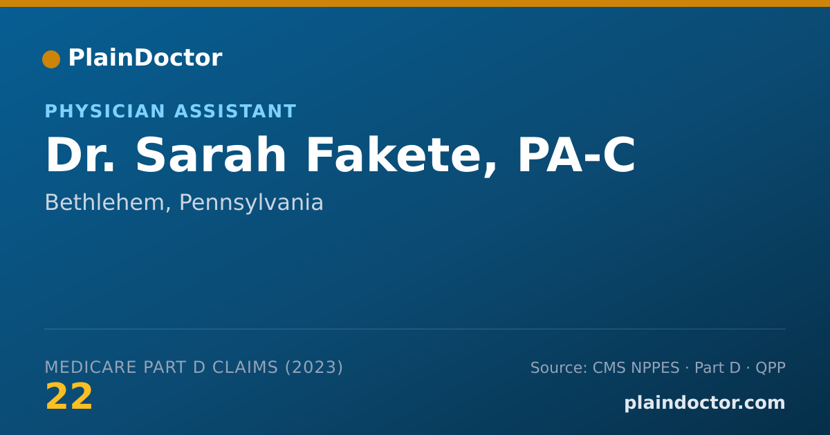 Shareable card for Sarah Fakete, PA-C - Physician Assistant, Bethlehem, PA