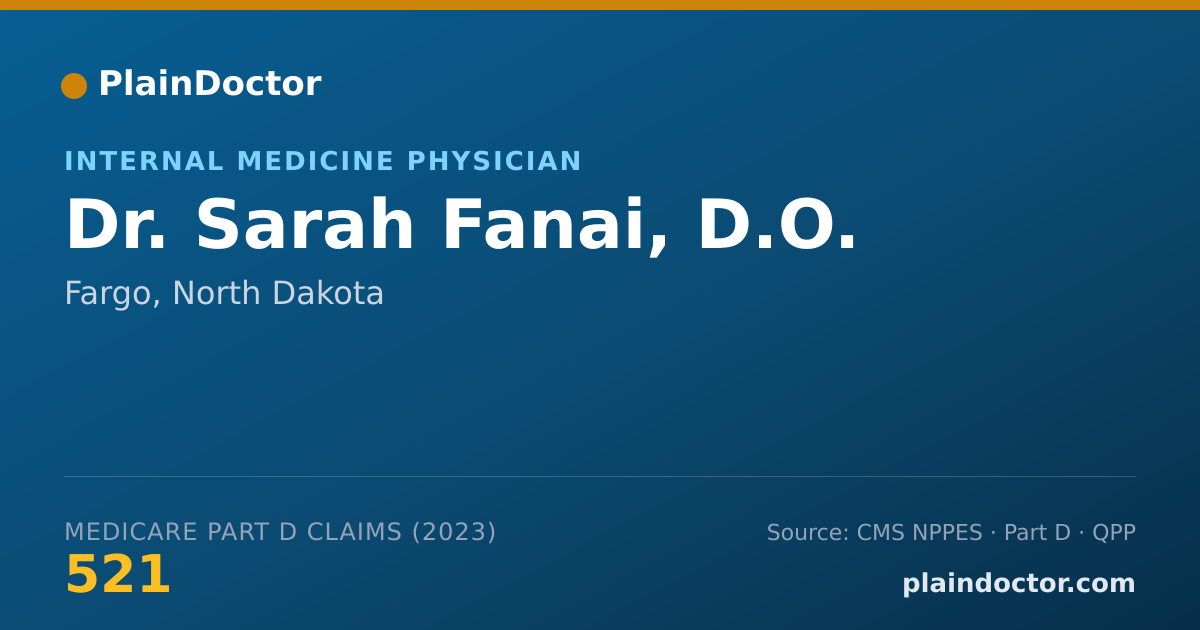 Shareable card for Sarah Fanai, D.O. - Internal Medicine Physician, Fargo, ND