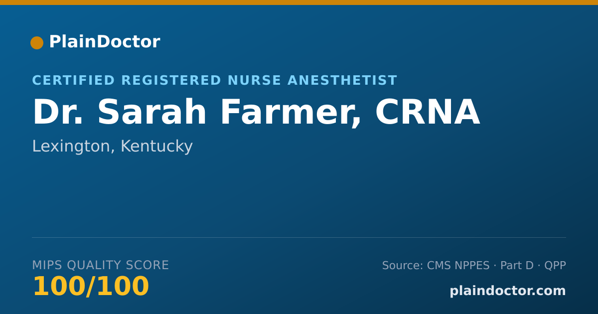 Shareable card for Sarah Farmer, CRNA - Certified Registered Nurse Anesthetist, Lexington, KY