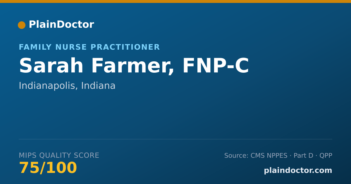 Shareable card for Sarah Farmer, FNP-C - Family Nurse Practitioner, Indianapolis, IN
