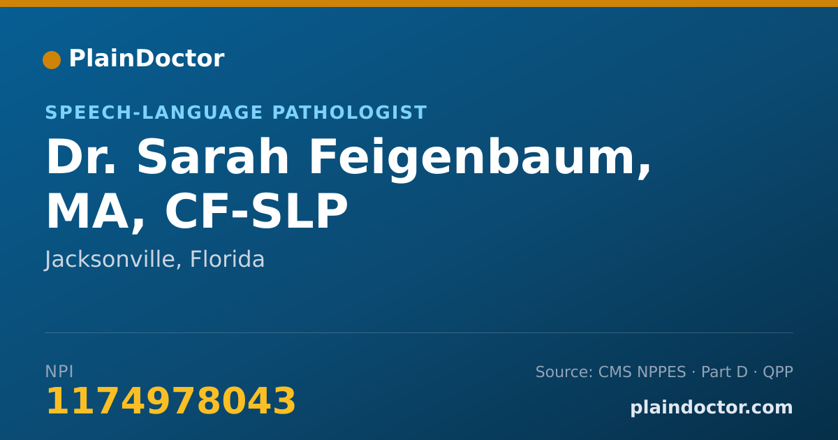 Shareable card for Sarah Feigenbaum, MA, CF-SLP - Speech-Language Pathologist, Jacksonville, FL