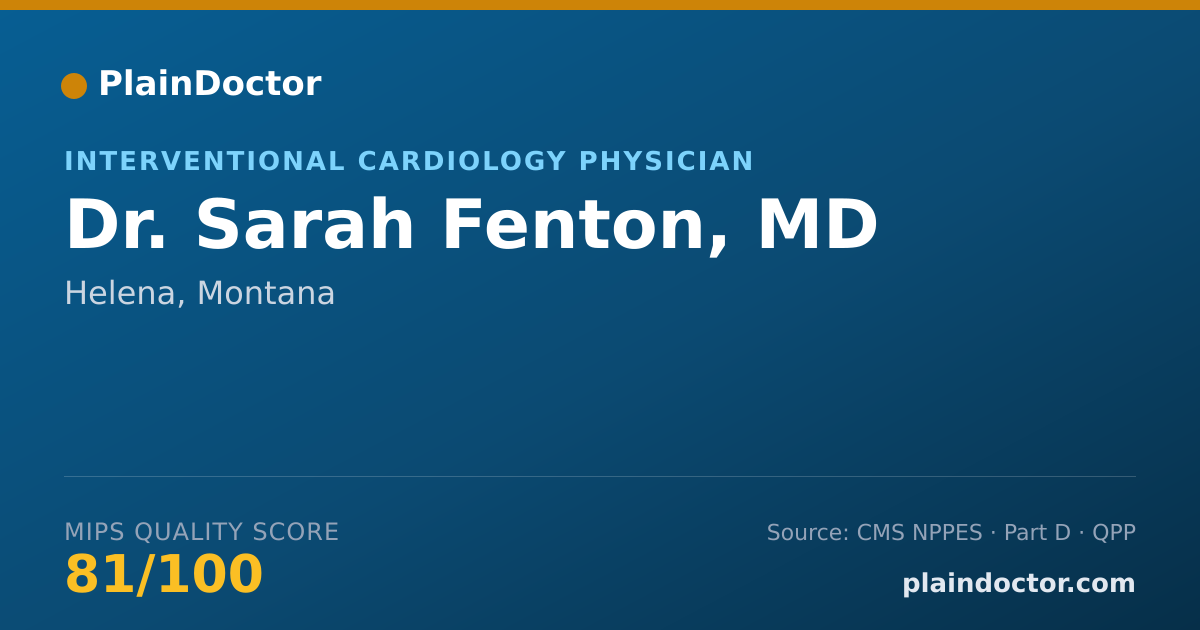 Shareable card for Sarah Fenton, MD - Interventional Cardiology Physician, Helena, MT