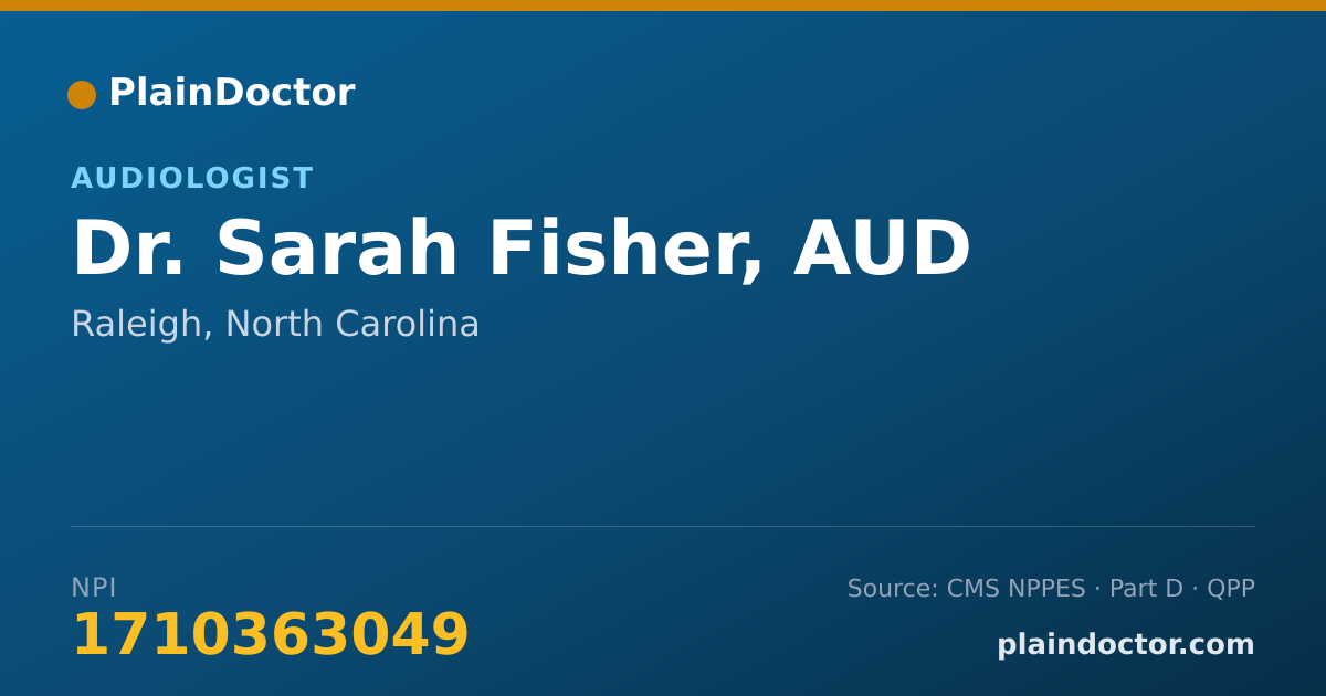 Shareable card for Sarah Fisher, AUD - Audiologist, Raleigh, NC