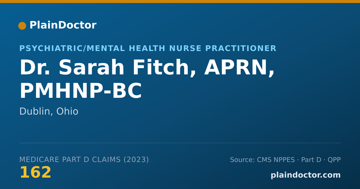 Shareable card for Sarah Fitch, APRN, PMHNP-BC - Psychiatric/Mental Health Nurse Practitioner, Dublin, OH