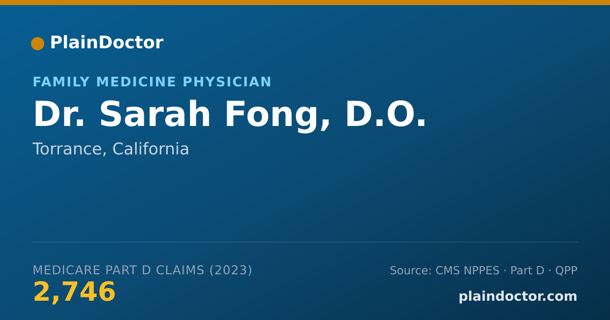 Shareable card for Sarah Fong, D.O. - Family Medicine Physician, Torrance, CA