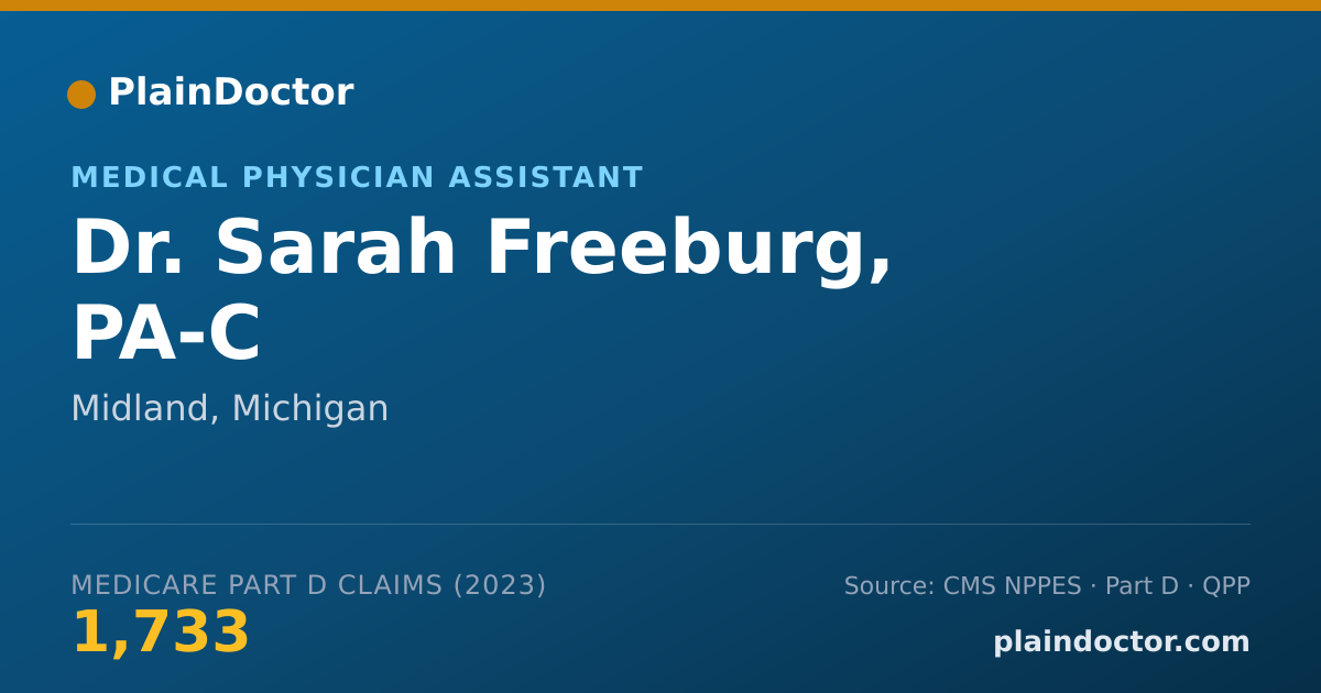 Shareable card for Sarah Freeburg, PA-C - Medical Physician Assistant, Midland, MI