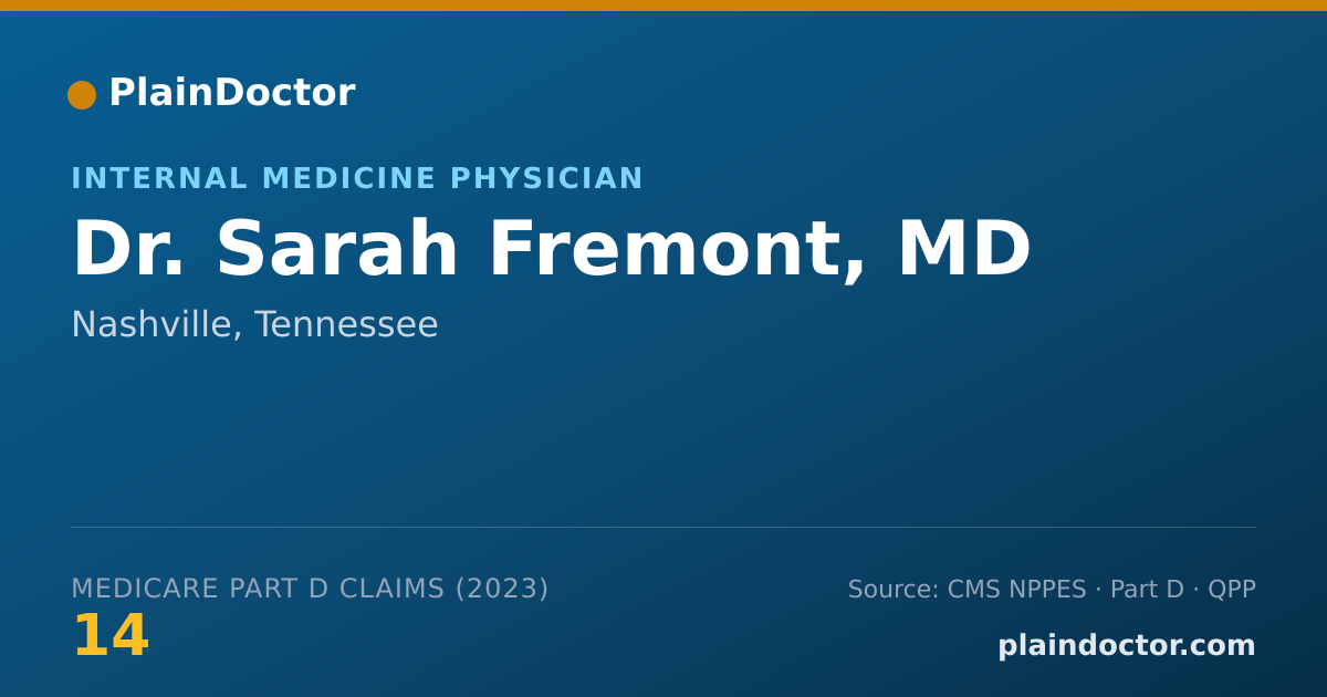 Shareable card for Sarah Fremont, MD - Internal Medicine Physician, Nashville, TN