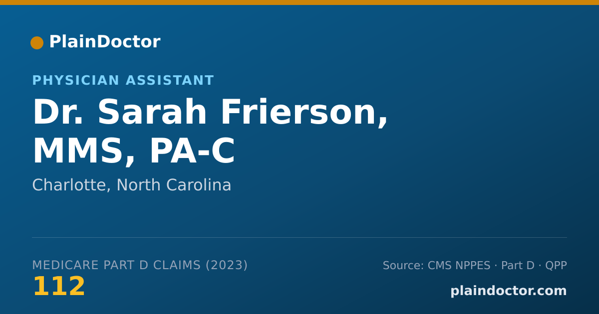 Shareable card for Sarah Frierson, MMS, PA-C - Physician Assistant, Charlotte, NC