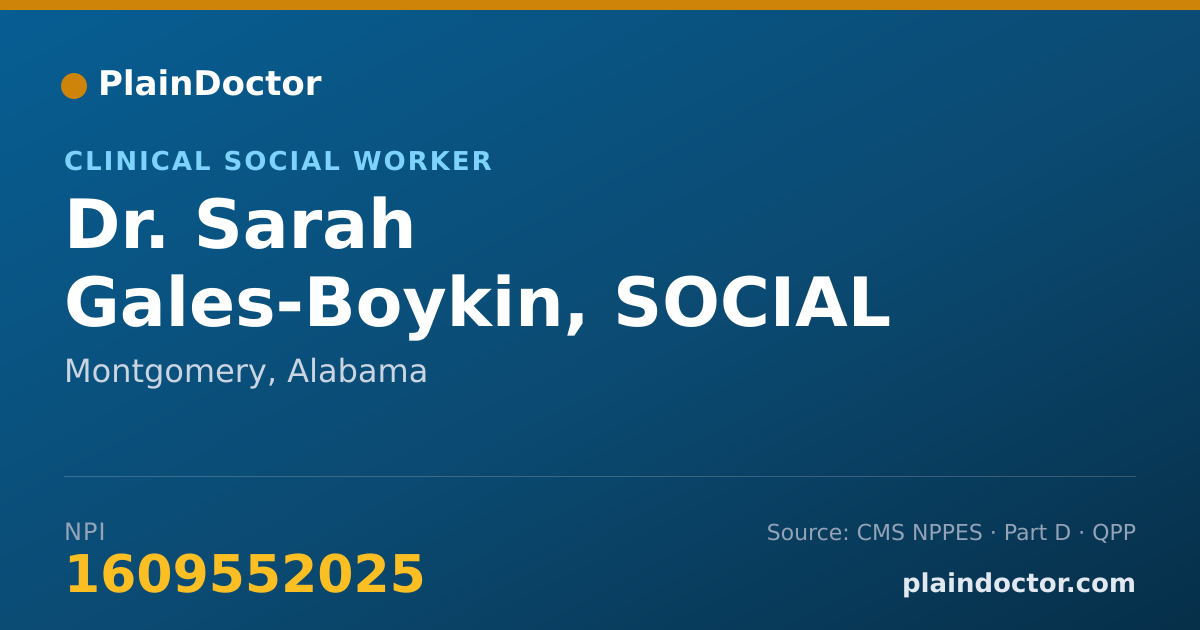 Shareable card for Sarah Gales-Boykin, SOCIAL WORKER - Clinical Social Worker, Montgomery, AL